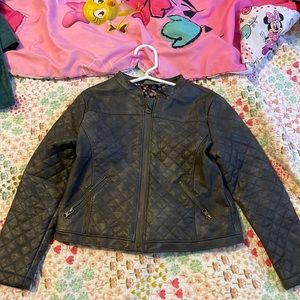 Black faux-leather moto jacket